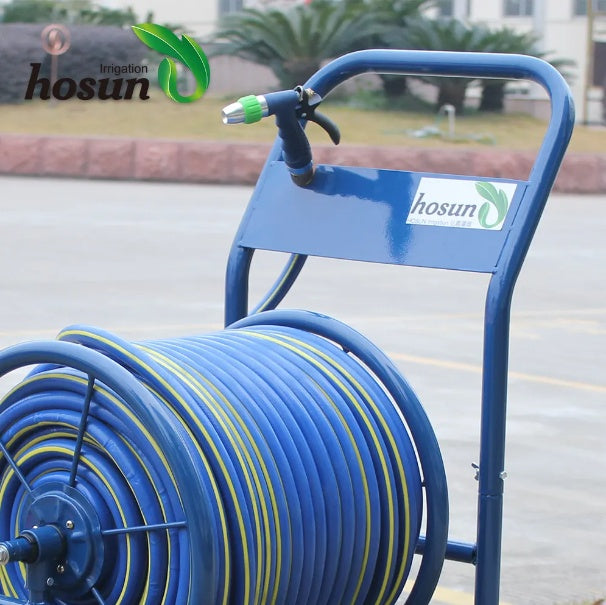 Sturdy Metal 4-Wheel Hose Cart