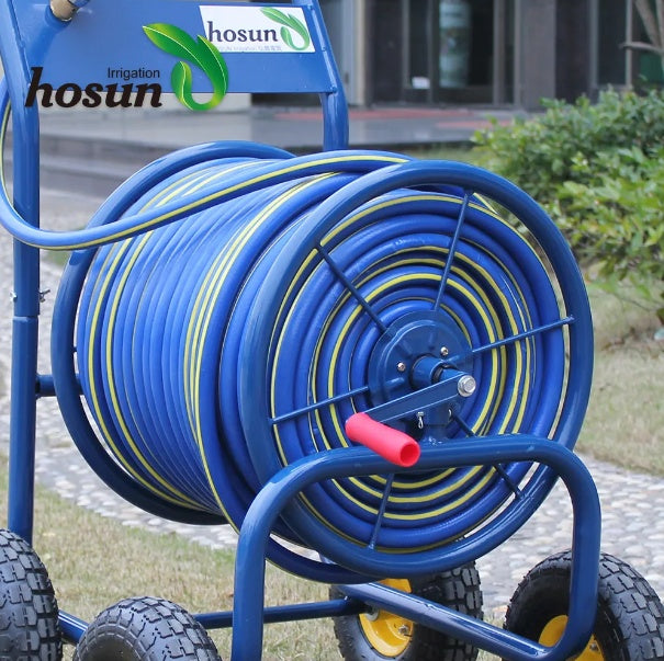 Sturdy Metal 4-Wheel Hose Cart
