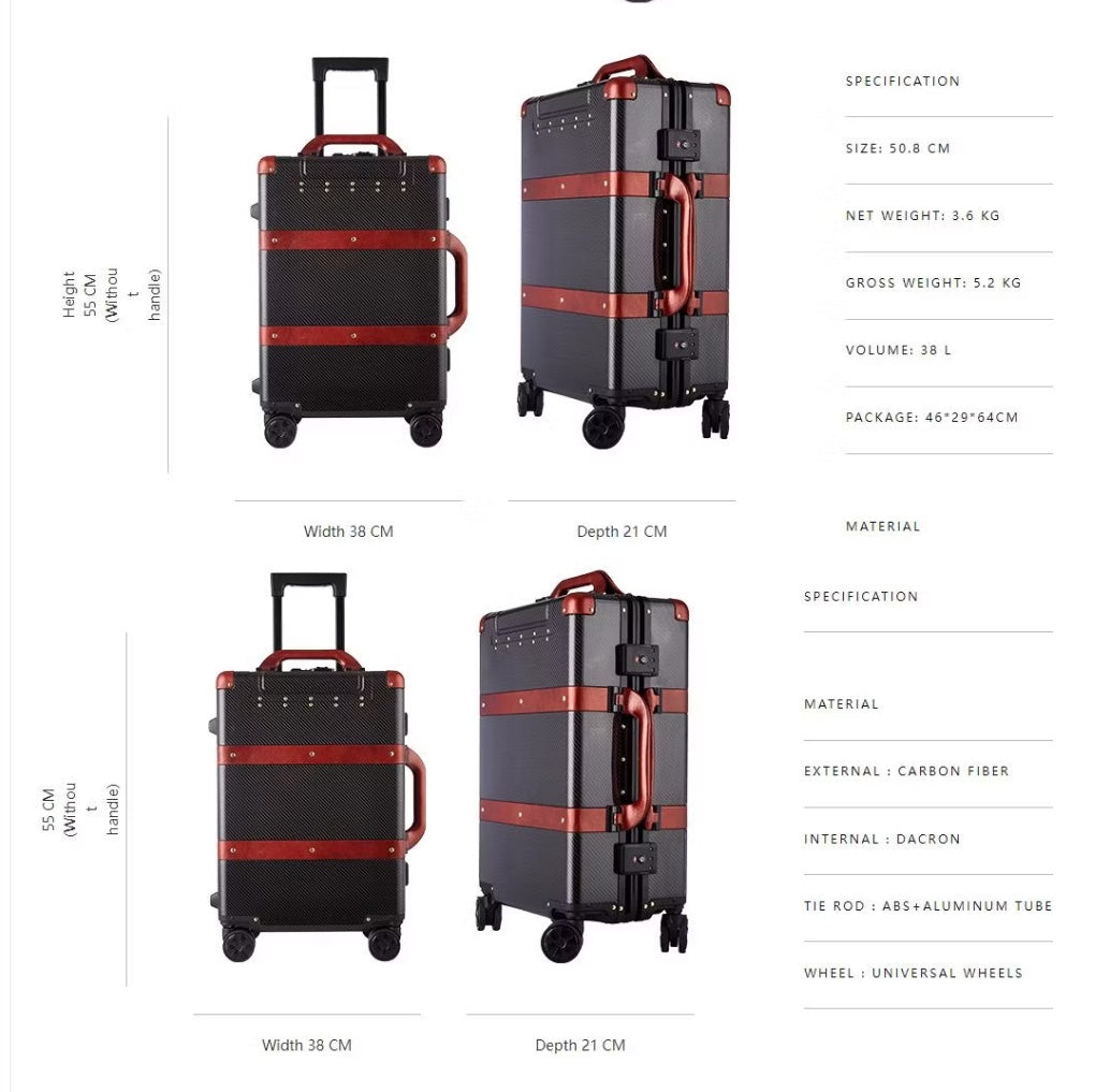 38L Carbon Fibre Travel Case with Leather Handle