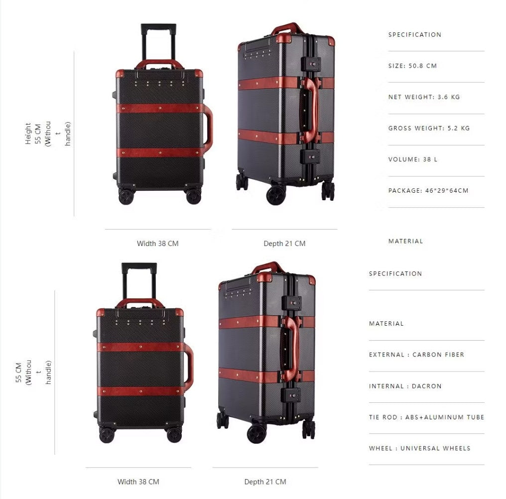 38L Carbon Fibre Travel Case with Leather Handle